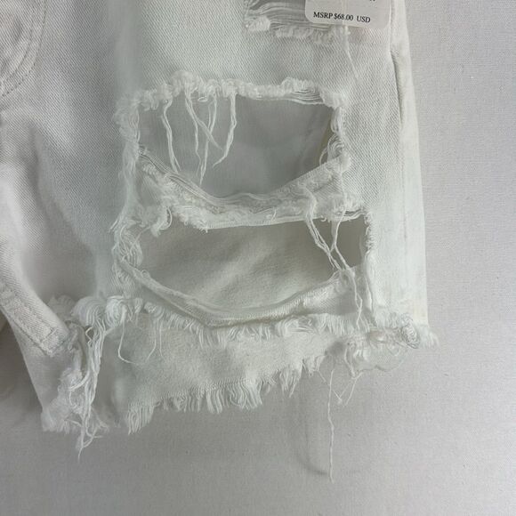 Free People Maggie Mid Rise Denim Shorts -Optic White- Size 25- NWT - Picture 4 of 11